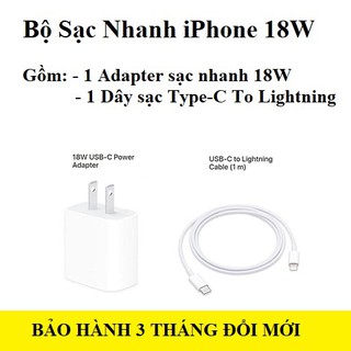 Bộ Sạc Nhanh 18W Cho iPhone X, iPhone Xs, iPhone Xs Max, iPhone XR, iPhone 11, iPhone 11 Pro, iPhone 11 Pro Max