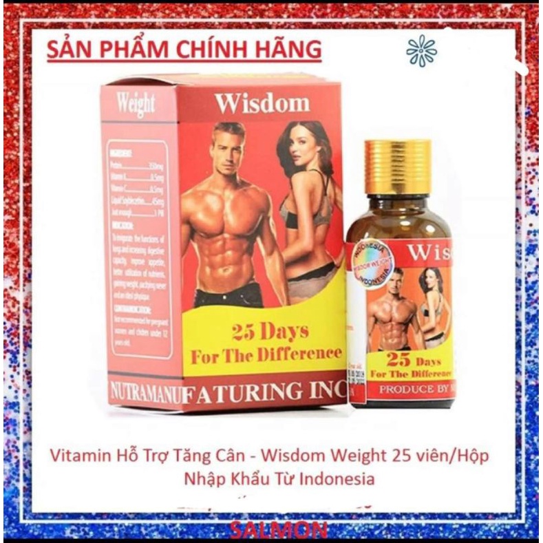 viên uống tăng cân ăn ngon Wisdom weight hộp 25 viên