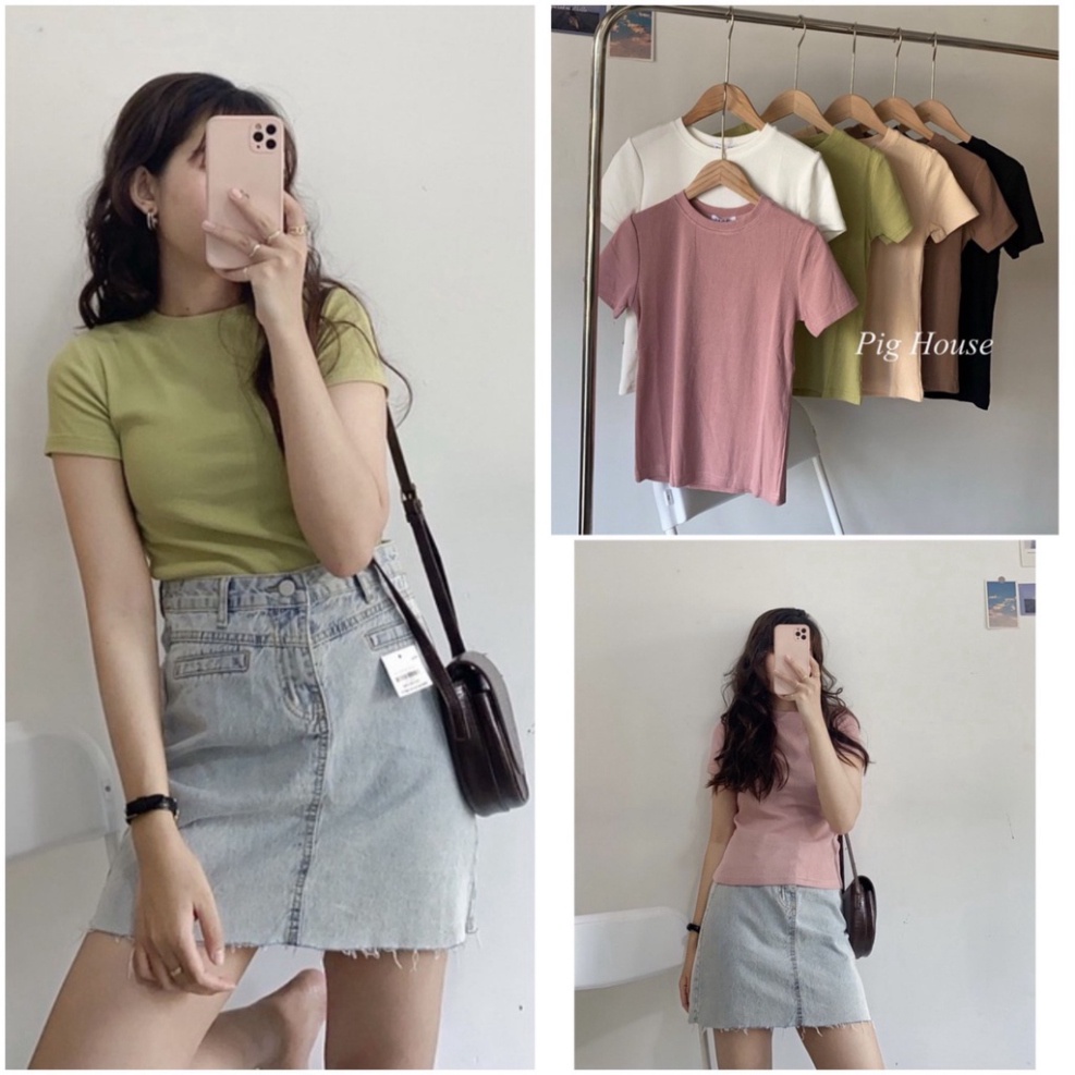 Áo phông nữ cổ tròn cộc tay vải tổ ong, áo thun nữ form rộng nhiều màu loại 1 - thoáng mát chất đẹp vnxk