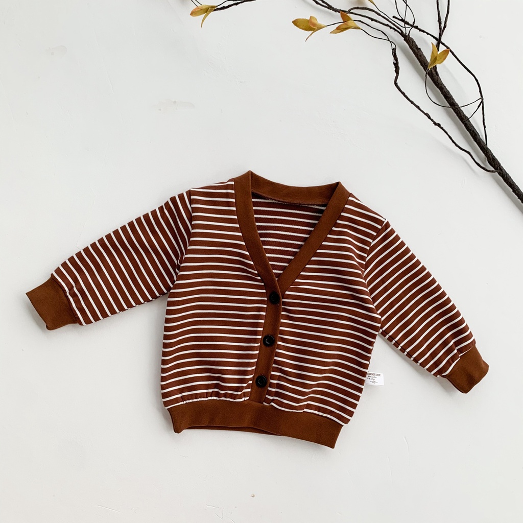 Áo Khoác Cardigan Mỏng Tay Dài Họa Tiết Kẻ Sọc Thời Trang Cho Trẻ Em