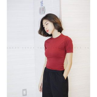 Áo Croptop Body Tay Ngắn Màu Đỏ Đô