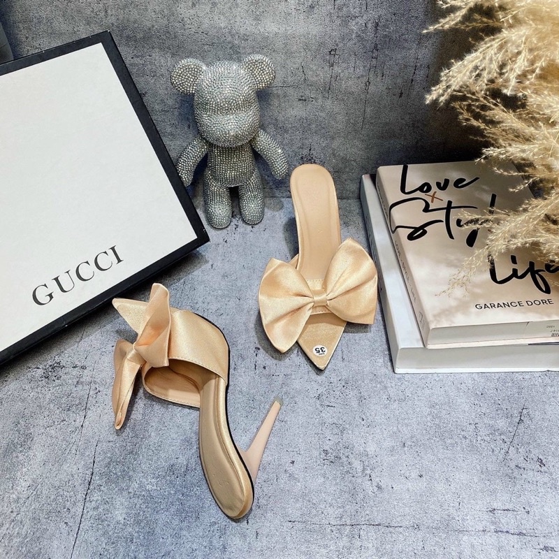 giày guốc nhọn bản nơ 9cm siêu xinh siêu hót