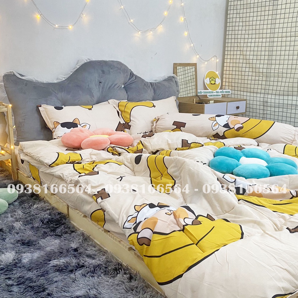TRỌN BỘ COTTON POLY 5 MÓN CHĂN PHAO DÀY DẶN HÀNG VN BÒ CHUỐI - ĐỦ KÍCH THƯỚC