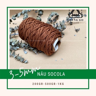 Dây thừng cotton macrame màu NÂU SÔCLA 5mm