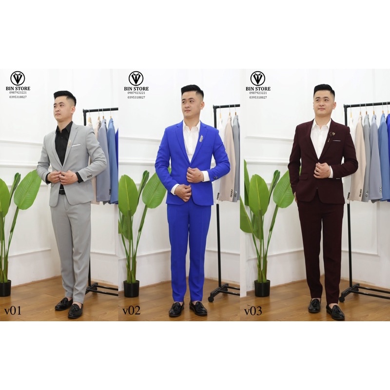 Bộ vest nam công sở,chú rể cao cấp chất vải đẹp, không nhăn, không xù