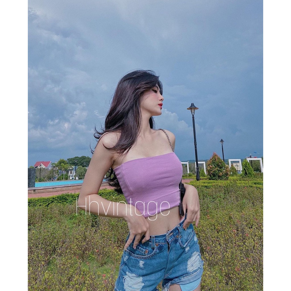 Áo ống croptop nữ HHVINTAGE kiểu tube thun co giãn Top A97