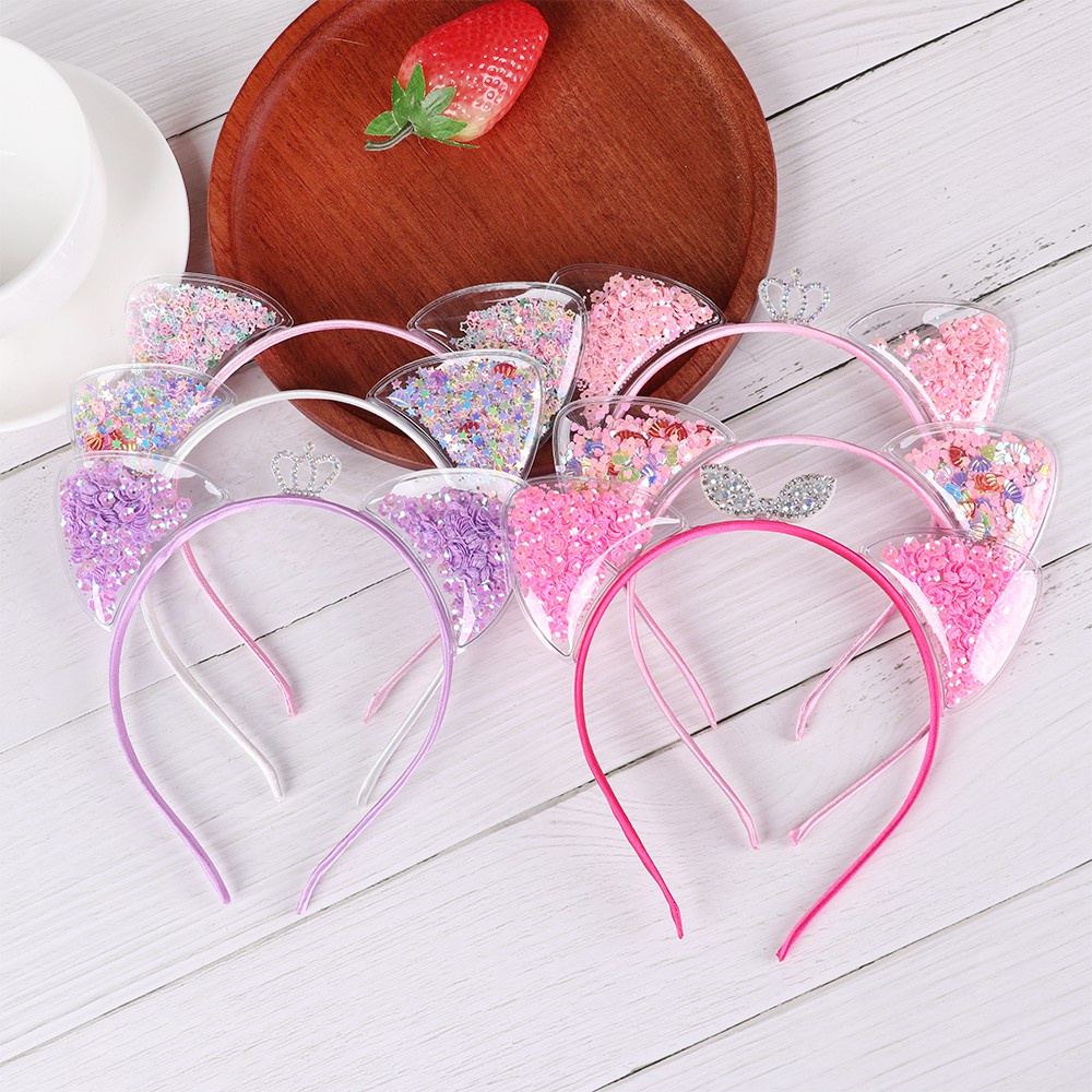 Cài tóc phối tai mèo trong suốt siêu đáng yêu thời trang dành cho nữ