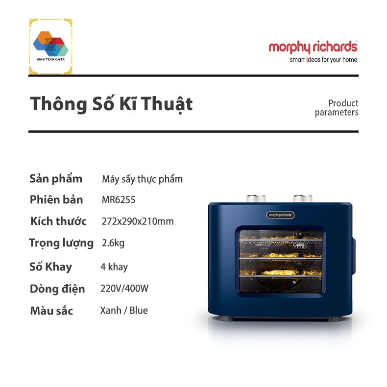 Máy sấy thực phẩm inox HTG-ST01 sấy khô hoa quả, trái cây, thịt cá rau củ, đa năng, 10 khay sấy inox 304, dung tích lớn