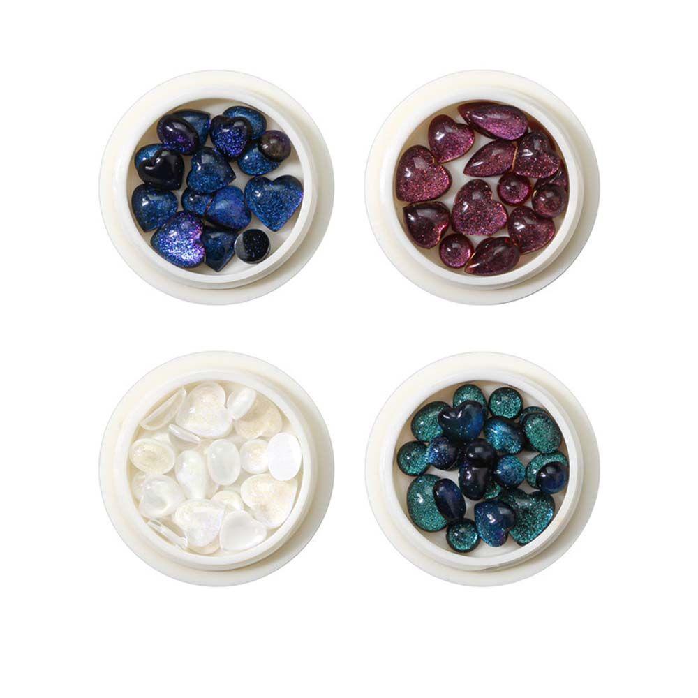 Bộ Phụ Kiện Trang Trí Móng Nghệ Thuật Hình Tròn / Trái Tim Trong Mờ 3D DIY