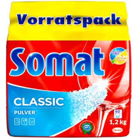 Bột rửa bát dành cho máy rửa chén, máy rửa ly Somat Classic bịch 1.2kg của Đức, date 2023