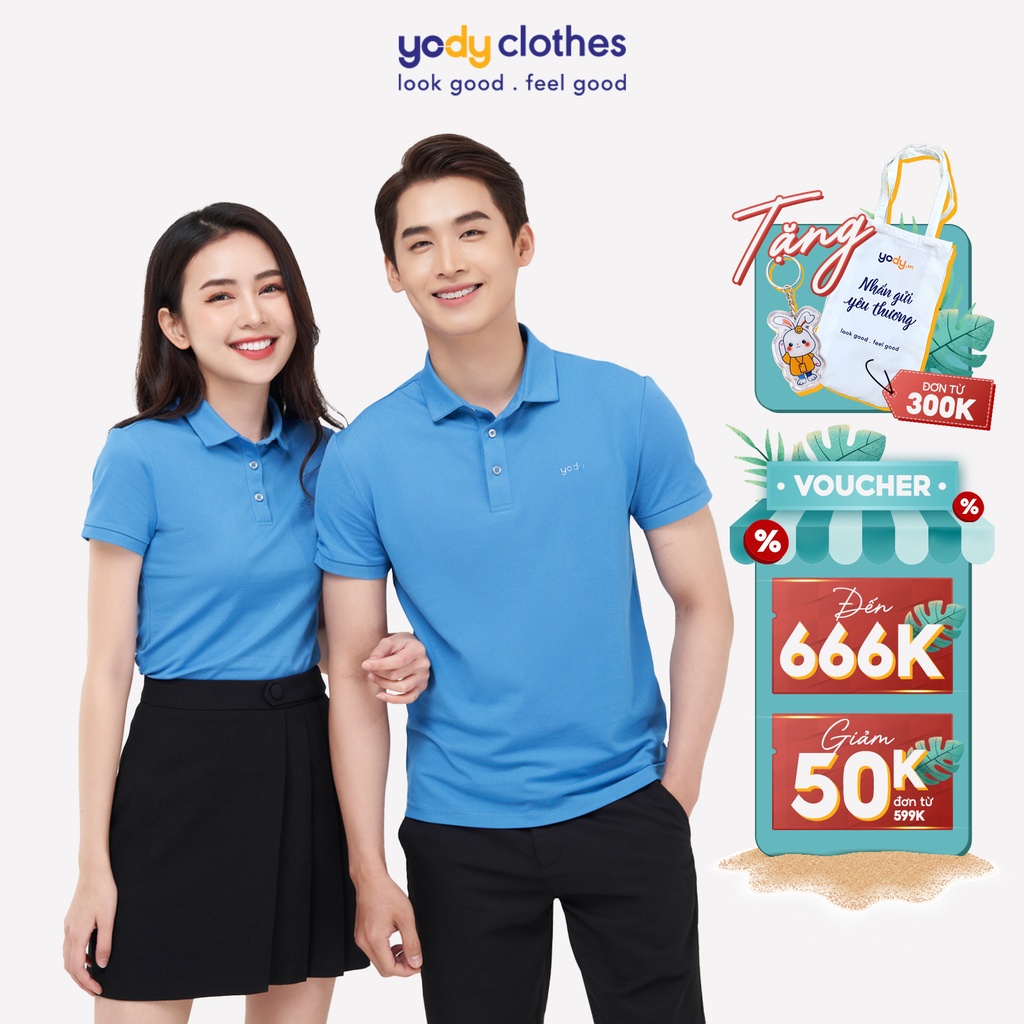 Combo 2 áo polo nam nữ YODY vải mắt chim mát mẻ, nhiều màu size lớn APM5363 và APN5388 (màu mới)
