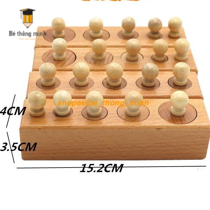 Combo 2 MÓN trụ có núm và không núm size nhỏ cho bé học tại nhà - Giáo cụ Montessori