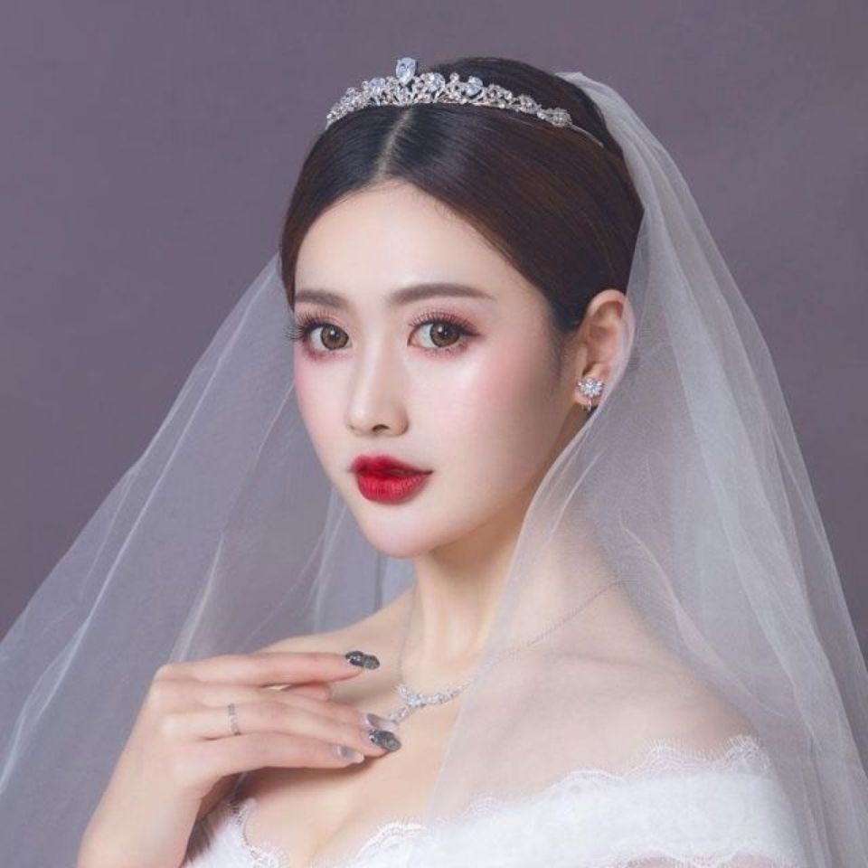 Vương Miện Cài Tóc Đính Đá Zircon Sang Trọng Phong Cách Âu Mỹ Cho Cô Dâu