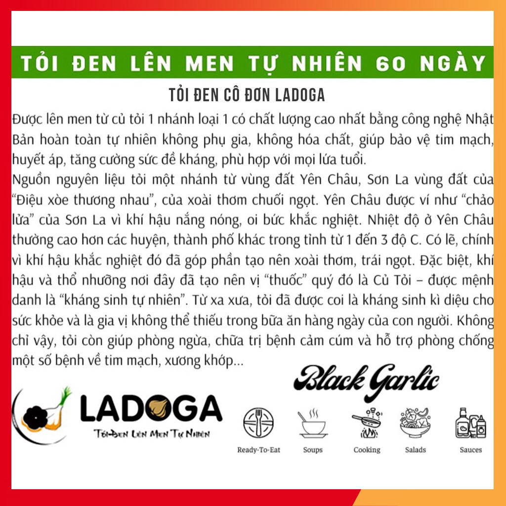 500g Tỏi đen LADOGA lên men tự nhiên [ tỏi túi Ladoga ] - túi loại 2