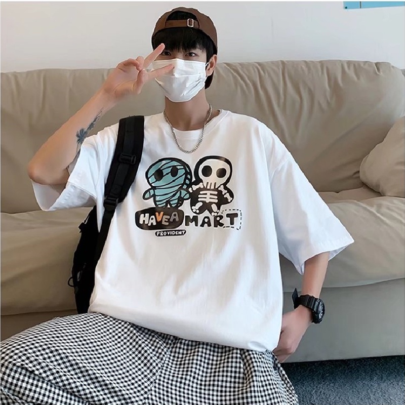 Áo Thun Tay Ngắn Dáng Rộng In Họa Tiết Hoạt Hình Thoải Mái Thời Trang Mùa Hè Cho Nam Và Nữ size M-5XL