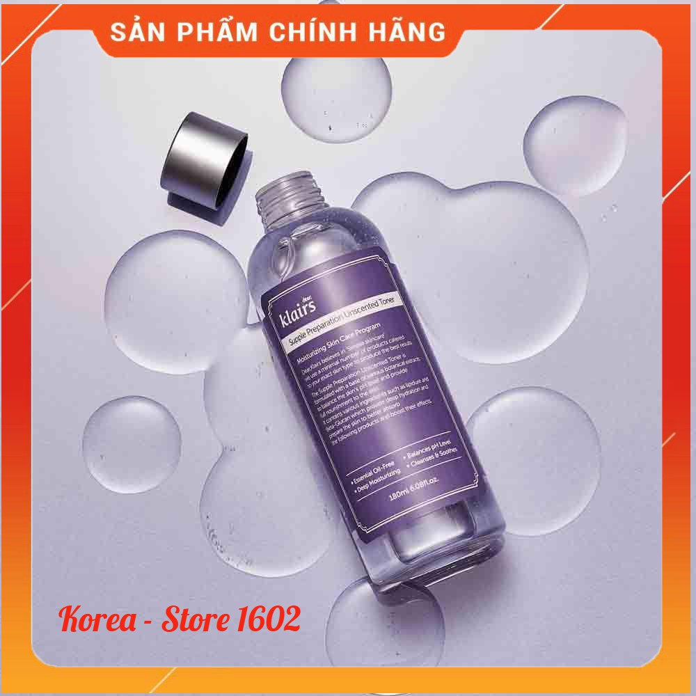 Nước Hoa Hồng Dear Klairs Supple Preparation Unscented Toner 180ml