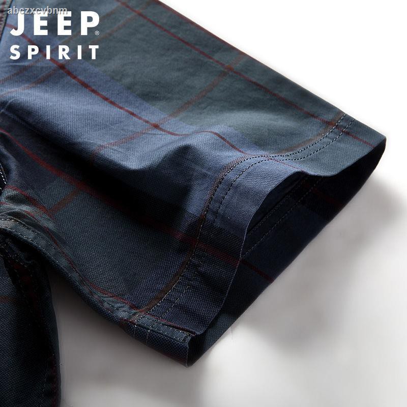 Jeep Áo Sơ Mi Tay Ngắn Chất Liệu Cotton Họa Tiết Sọc Caro 2021 Cho Nam