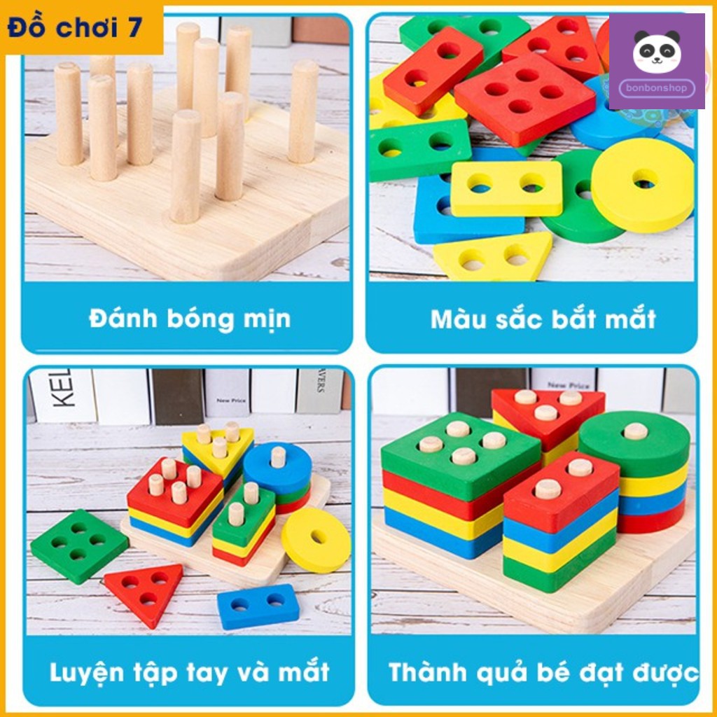 Combo 8 món đồ chơi gỗ an toàn cho bé - phát triển trí tuệ