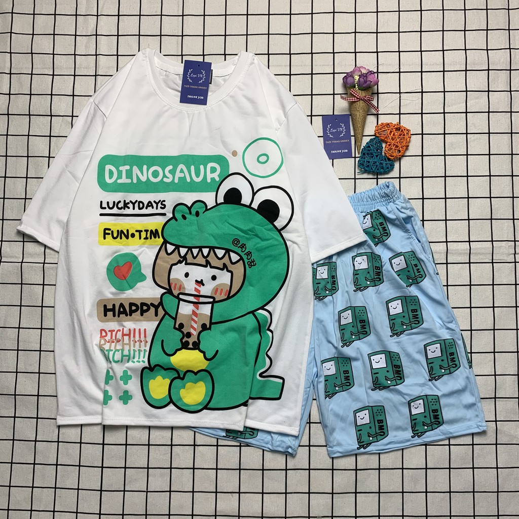Đồ Bộ Hoạt Hình Unisex CGKL Happy  – Lapi VN, Set Cartoon, Freesize, Thun Cotton, Nam Nữ Đều Mặc Được