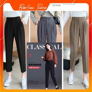 Quần baggy nữ lưng cao ,Quần công sở cạp chéo 2 khuy