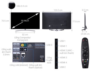 Smart tivi NanoCell LG 4K 55 inch 55SK8500PTA( HÀNG NEW NGUYÊN SIÊU BẢO HÀNH CHÍNH HÃNG 2 NĂM)