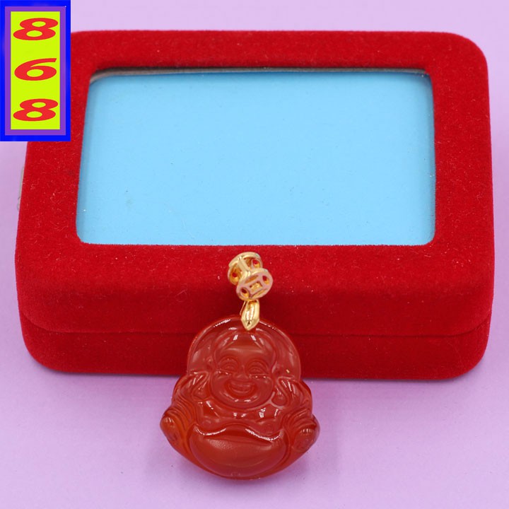 Mặt dây chuyền Phật Di Lặc Đỏ 2.9cm - Mặt phật size nhỏ - Tặng kèm móc inox - Phong thủy 868