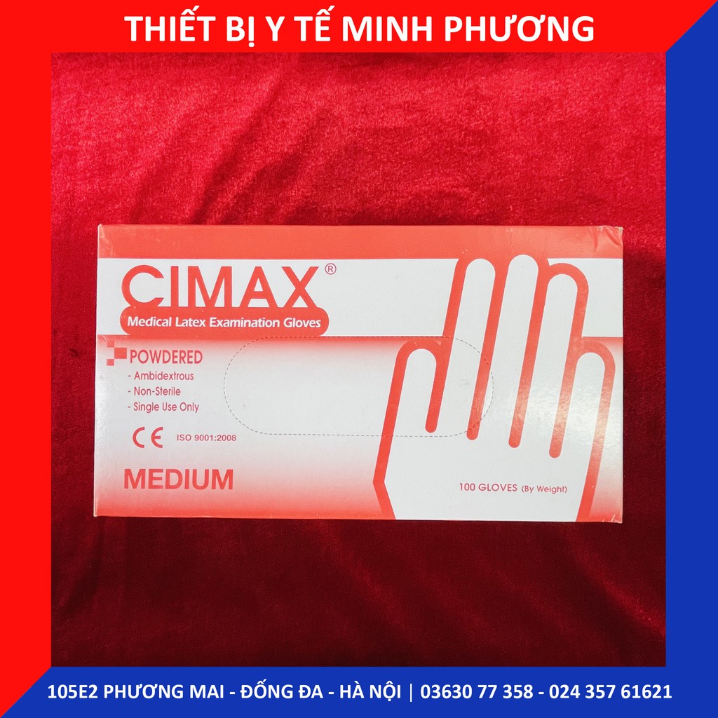 Găng tay y tế CIMAX Malaysia có bột size S, M