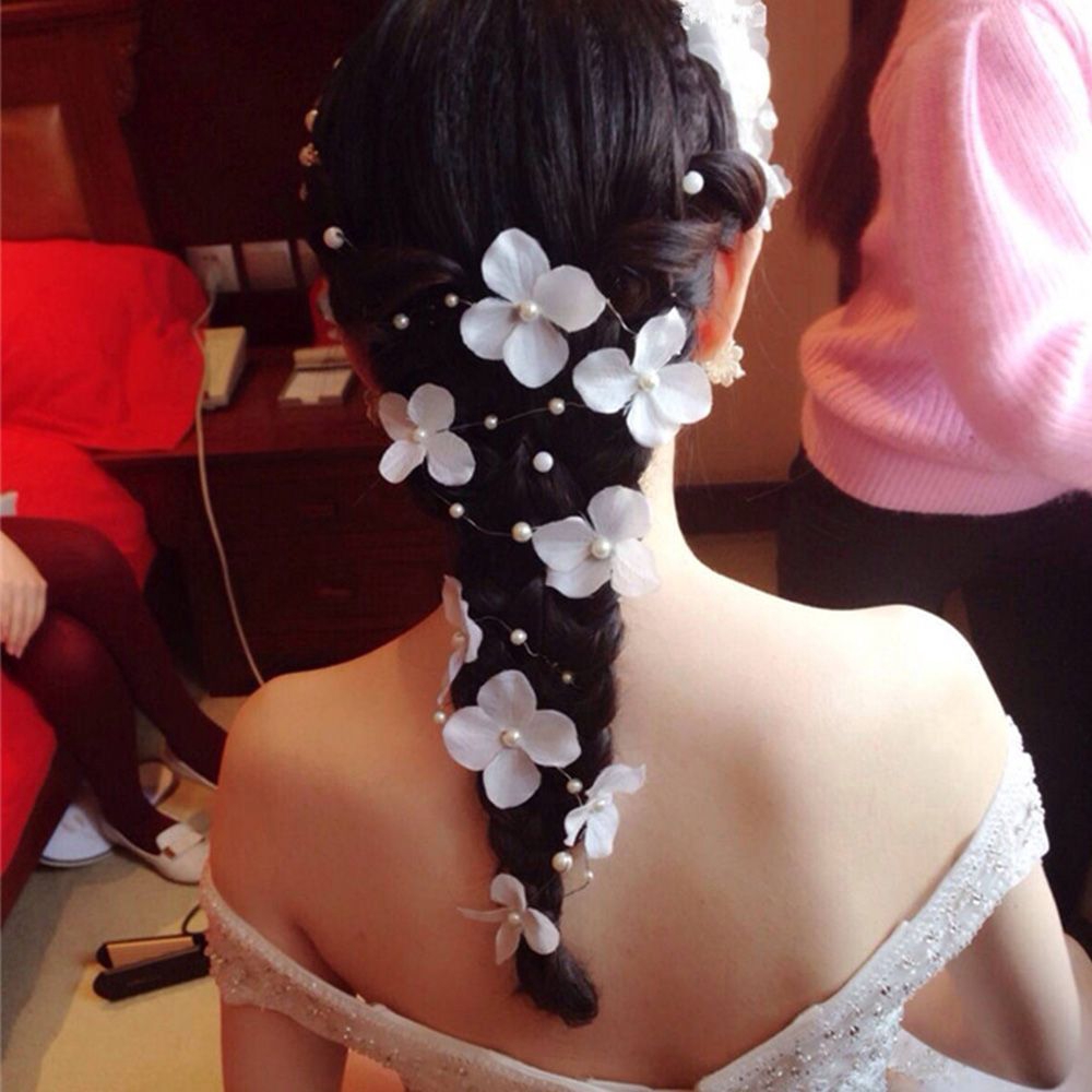 Băng đô cài tóc hình hoa đính ngọc trai