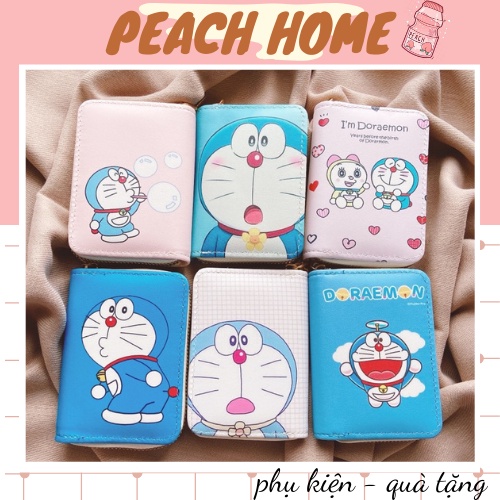 Ví Da Mini Cầm Tay Khóa Kéo 10 Ngăn Doraemon Ngộ Nghĩnh Bóp Nữ Da PU Cute Nhiều Ngăn Họa Tiết Đô Rê Mon Hot Trend