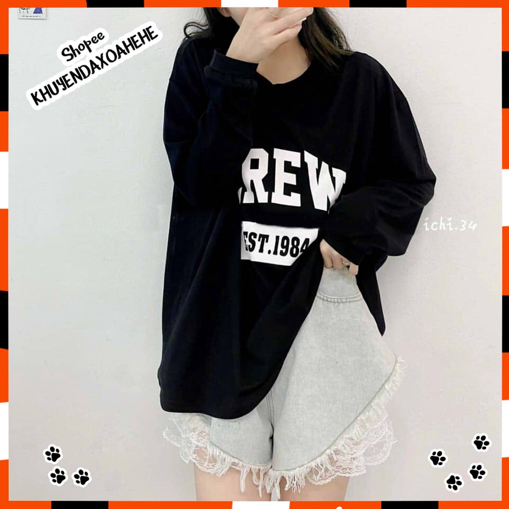 A021 Áo thun dài tay hè thu đông drew dáng rộng nam nữ, áo phông đen trắng Unisex form to cổ tròn tay bo trẻ trung