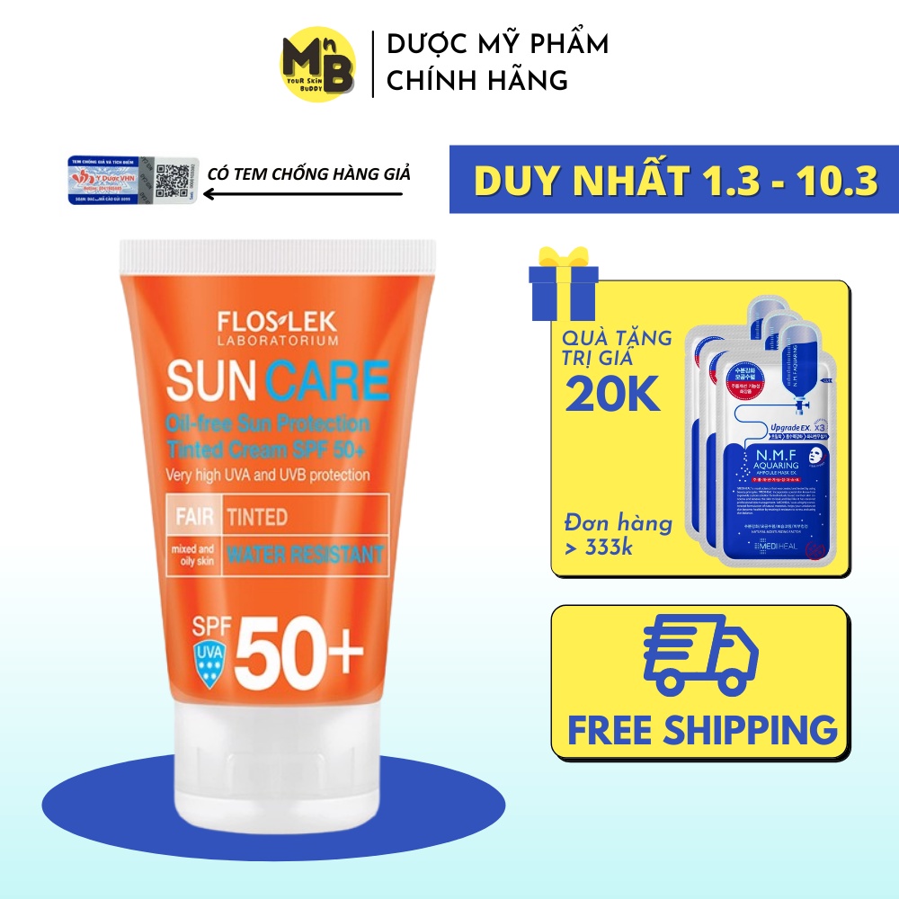 Kem chống nắng Floslek Oil Free Sun Protection Tinted Cream SPF 50+ 50ml