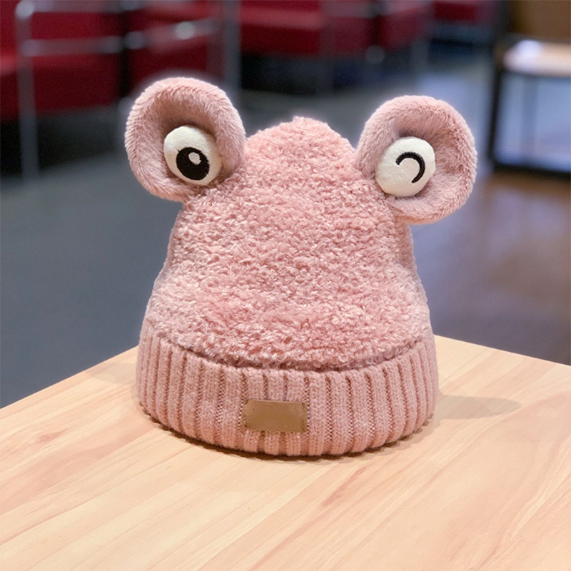 Mũ Len Dệt Kim Đính Tai Ếch Dễ Thương Bảo Vệ Tai Chống Gió Unis