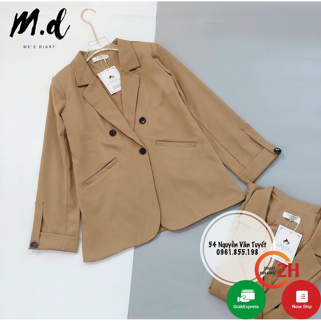 [Mã FADIRECT20 giảm 20K đơn 150K] Blazer nữ, áo vest nữ hàn quốc, 2 lớp, màu nâu ME'S DIARY