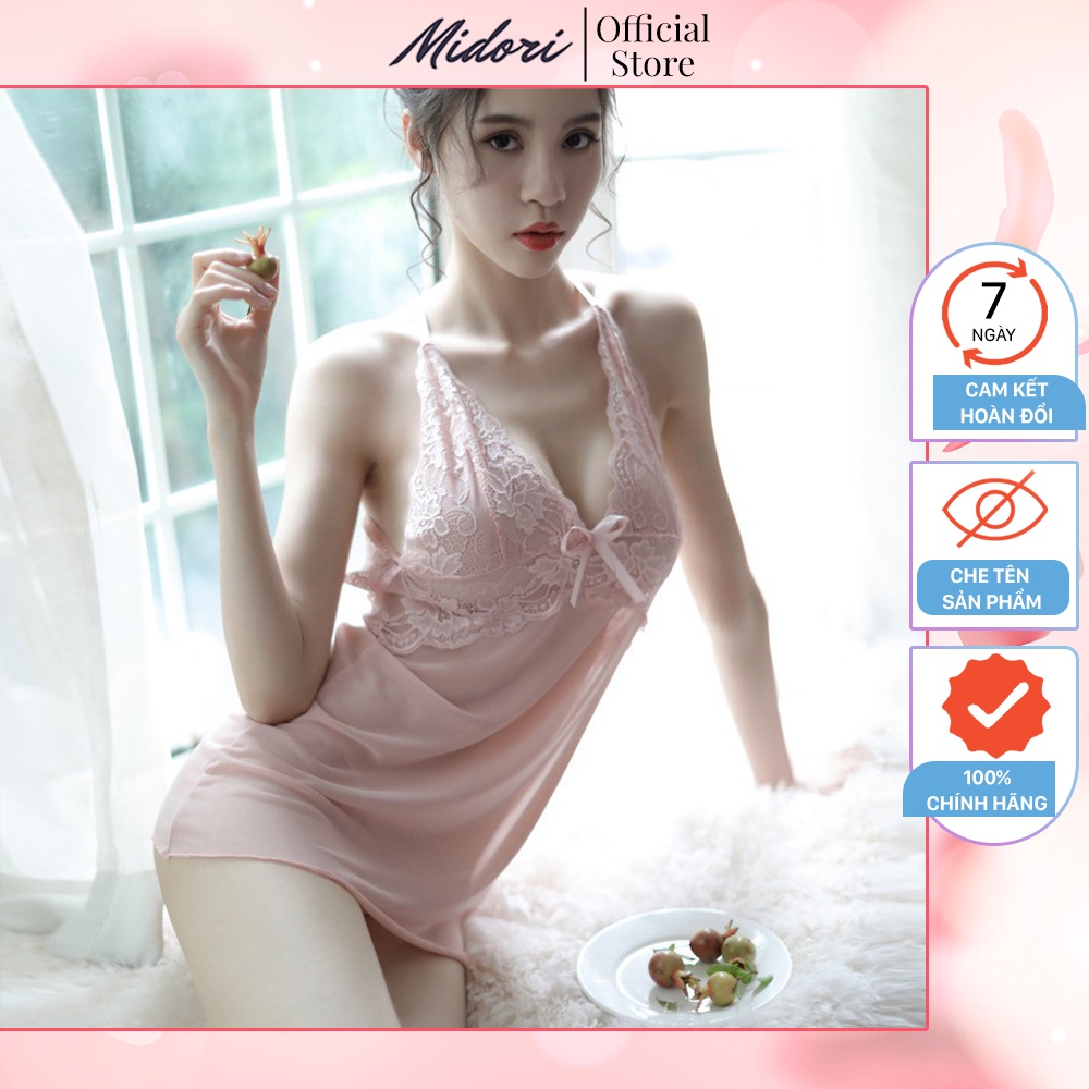 Váy Ngủ 2 Dây Sexy Gợi Cảm MIDORI Chất Ren Voan Cao Cấp Mềm Mại Chống Nhăn Freesize - KL03