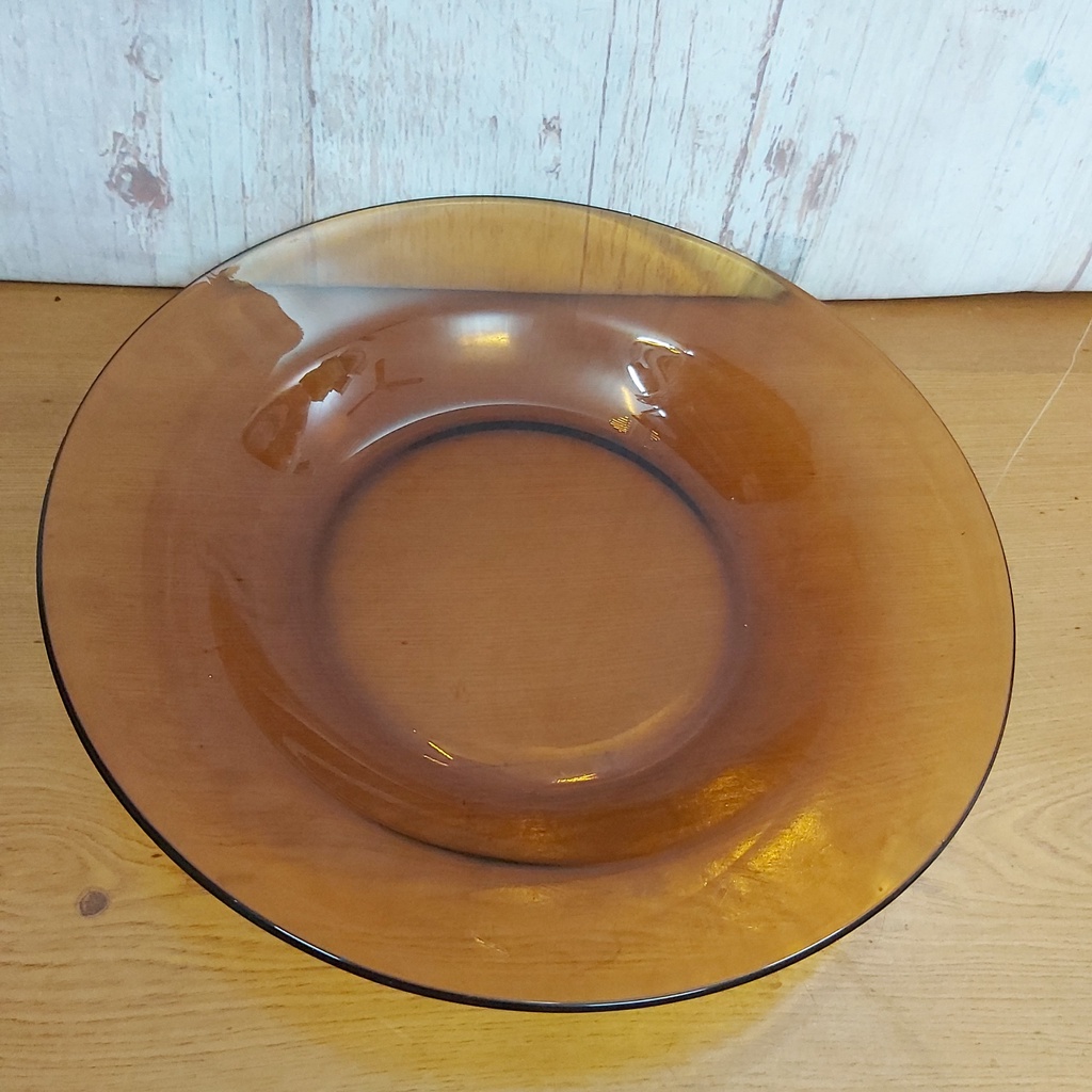 Đĩa sâu lòng thủy tinh mầu nâu size 22cm