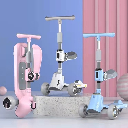 Xe  trượt scooter   MIJAQI 2 in 1 ,xe chòi chân cho bé có đèn phát sáng có nhạc kết nối Bluetooth tải trọng 100kg.