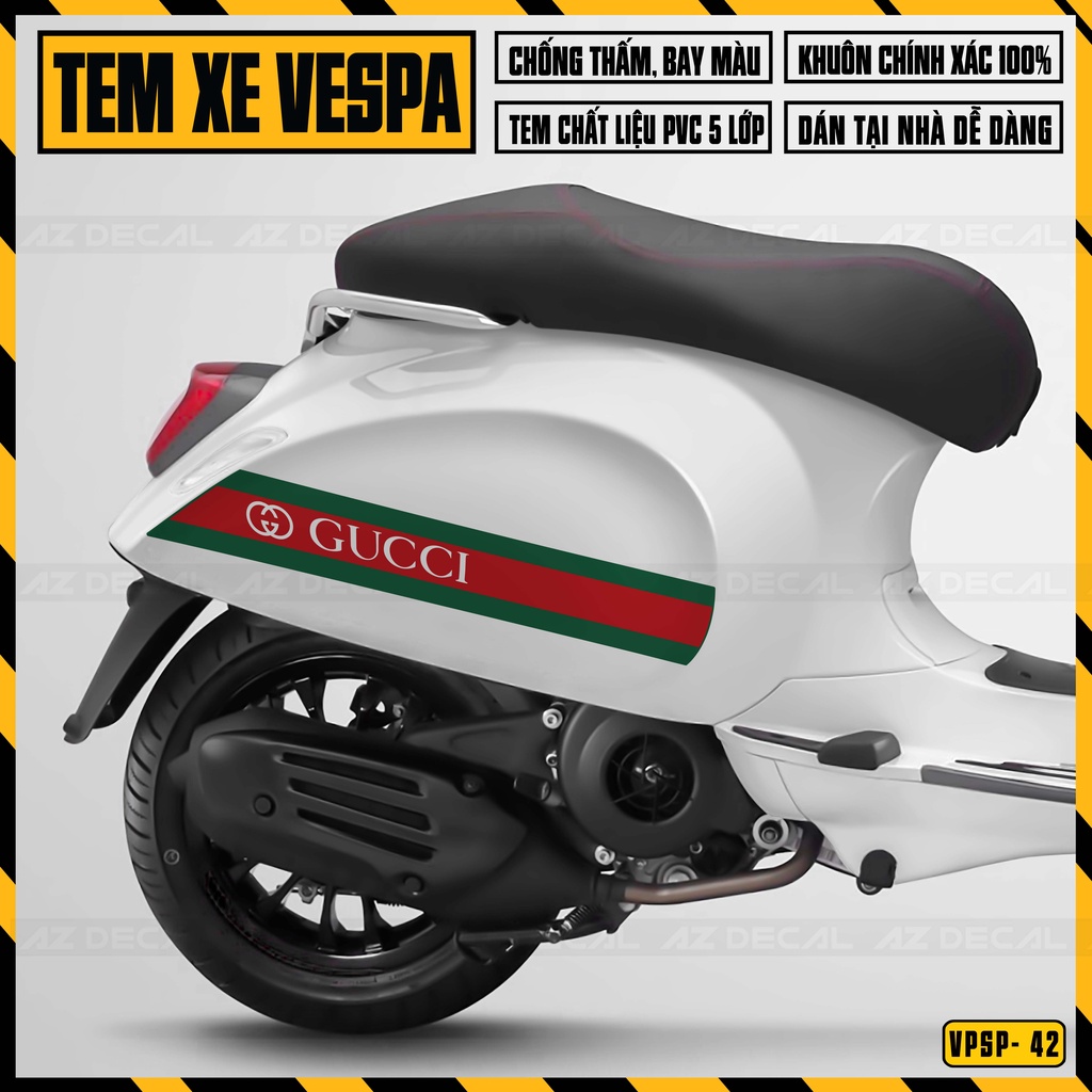 Decal Dán Xe Vespa Sprint / Primavera Phong Cách Guccci | VPSP42 | Tem Rời Chống Nước, Dễ Dán, Bám Dính Tốt