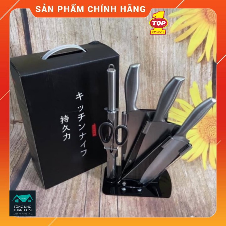 BỘ DAO NHẬT INOX 6 MÓN CAO CẤP KÈM KHAY ĐỰNG