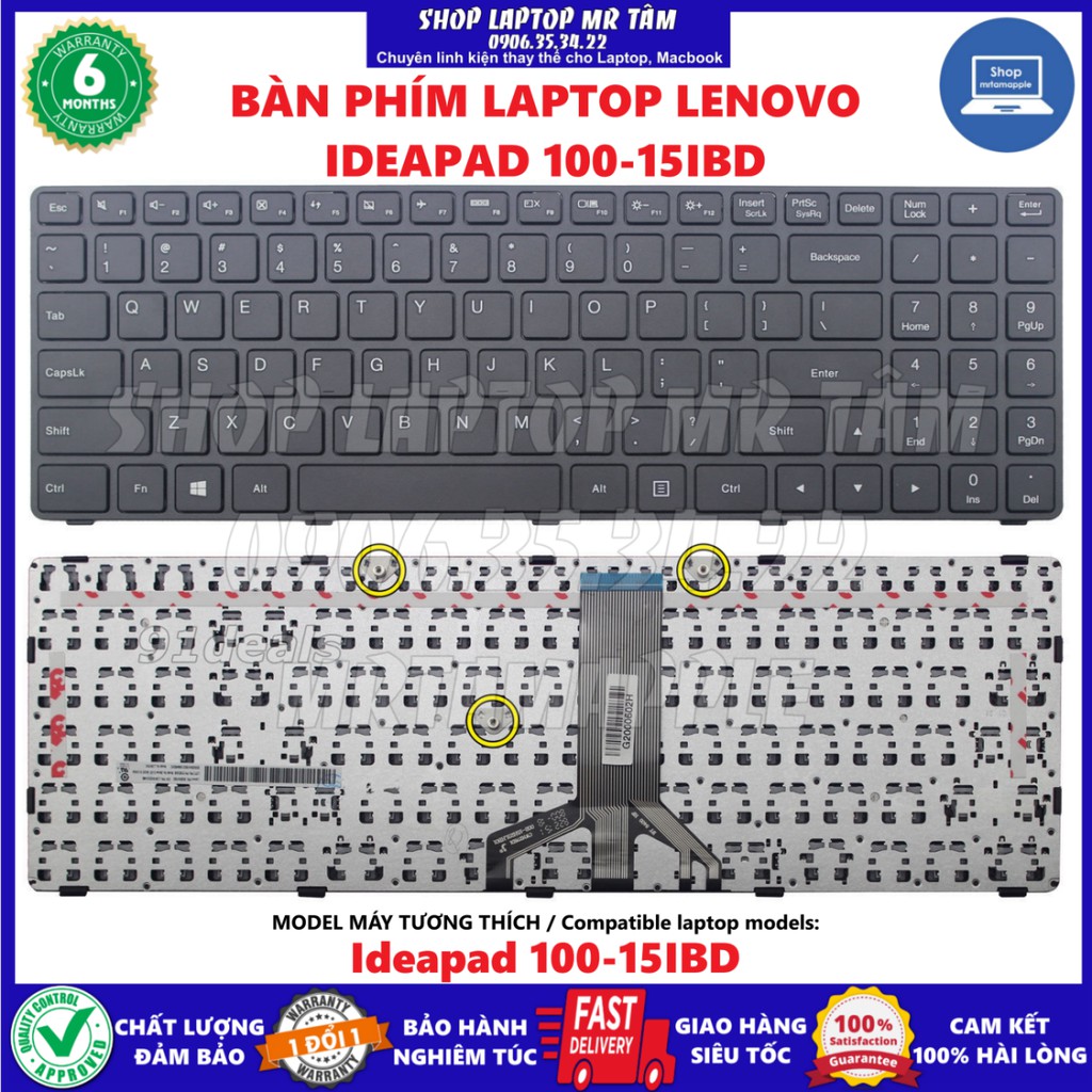 (KEYBOARD) BÀN PHÍM LAPTOP LENOVO IDEAPAD 100-15IBD dùng cho Ideapad 100-15IBD