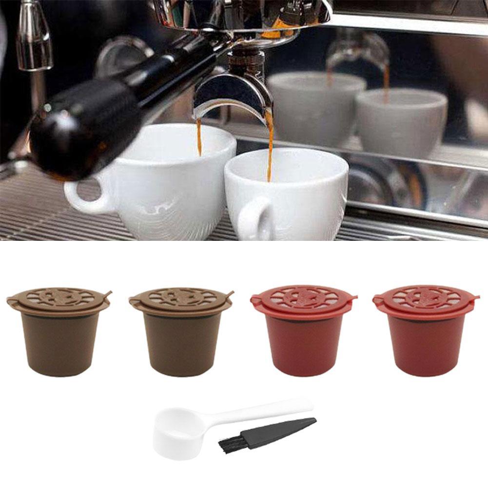 Set 4 dụng cụ lọc cà phê viên Nespresso sử dụng được nhiều lần kèm muỗng và chổi