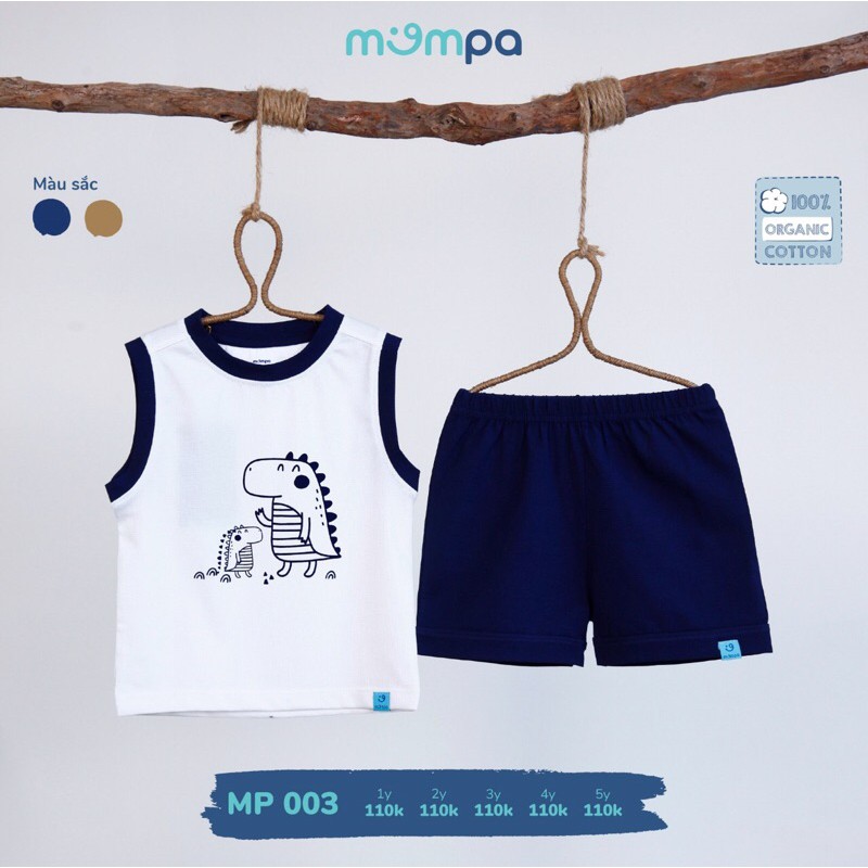 [CHÍNH HÃNG] Bộ quần áo sát nách cotton oganic MOMPA cho bé