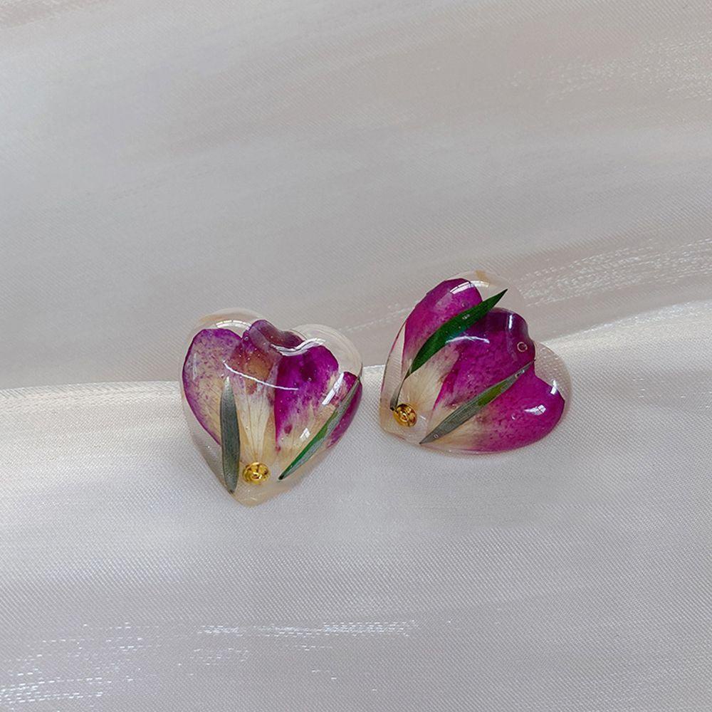 Bông Tai Hình Tròn Họa Tiết Hoa Khô Phong Cách Hàn Quốc Ngọt Ngào Cho Nữ