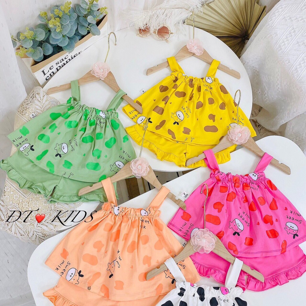 Bộ 2 dây bò sữa siêu cute  quai bèo điệu đà cho cho bé gái 8-18kg