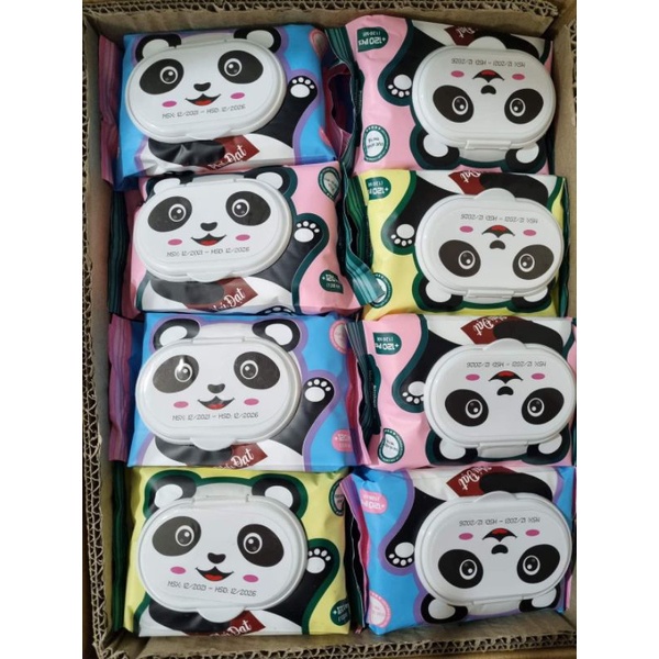 Khăn ướt Phú Đạt 120 tờ mềm mại mịn màng bao bì hình gấu trúc, Khăn giấy ướt không chứa cồn không mẫn cảm với da