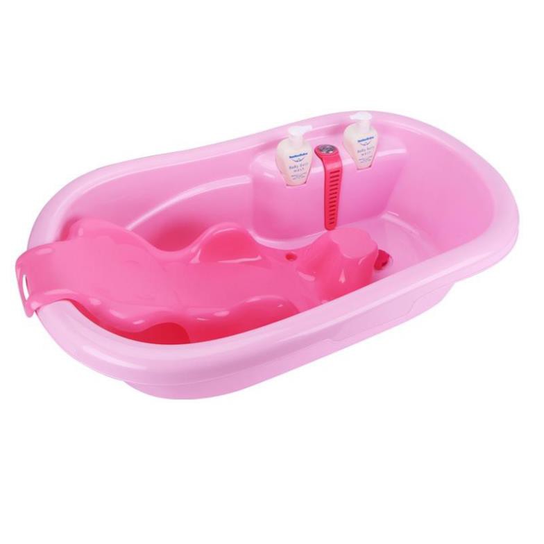 Thau/Chậu tắm cho bé sơ sinh kèm ghế nằm tắm và nhiệt kế đo nhiệt độ nước cho trẻ em Royalcare RC302