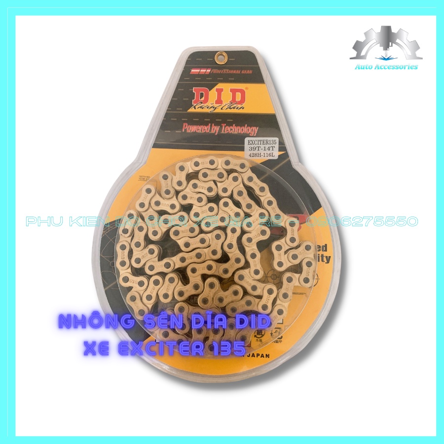 Nguyên Bộ Nhông Sên Dĩa (NSD) DID thay thế Zin, EXCITER EX135 - Độ Bền Cao, Không Bay Màu, Vòng Xoắn Cứng Cáp hơn