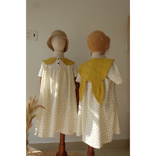 Đầm tai thỏ chất liệu linen mềm mại cho bé gái 9-26kg