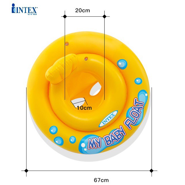 Phao bơi chống lật chính hãng thương hiệu INTEX cho bé từ 1-2 tuổi 59574, thiết kế thông minh tựa lưng đỡ đầu