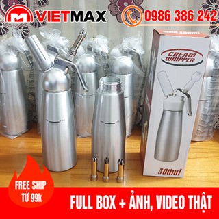 🎁 [HÀNG NHẬP KHẨU] Bình Xịt Kem Tươi Inox Whipper Cream 500ml