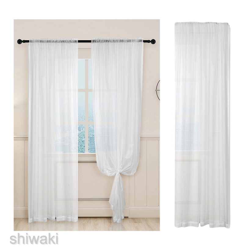 【In Stock】 Sheer Voile Rod Pocket Curtains White Fly Screen Drape for Bedroom Balcony